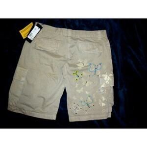NWT VINTAGE ATOS LOMBARDINI KHAKI STUDDED HANDPAINTED COTTON BERMUDA SHORTS